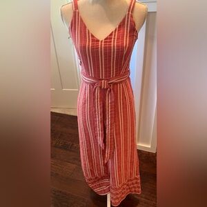 Ett:Twa Anthropologie Red  and White Striped Jumpsuit Size XS 100% Linen